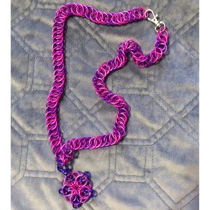 Handmade Pink & Purple Chainmail Necklace Cheshire